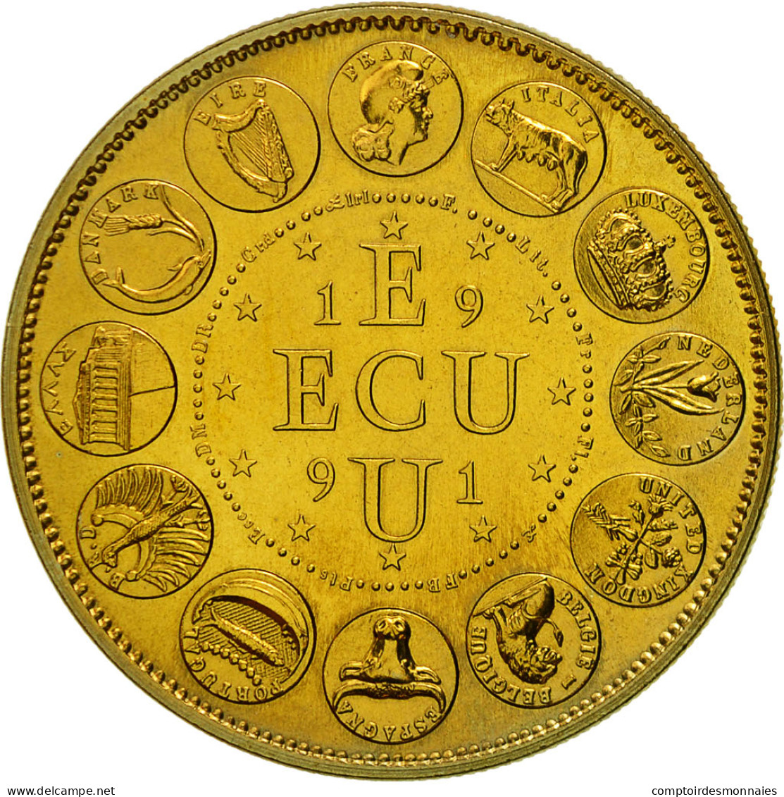 France, Médaille, Ecu Europa, Marianne, 1991, Rodier, FDC, Bronze - Otros & Sin Clasificación