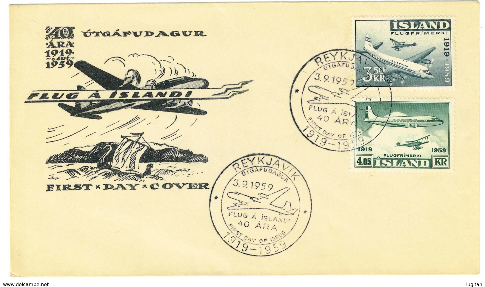 ISLANDA  - FDC POSTA AEREA ANNO 1959 - REYKJAVIK - Luchtpost