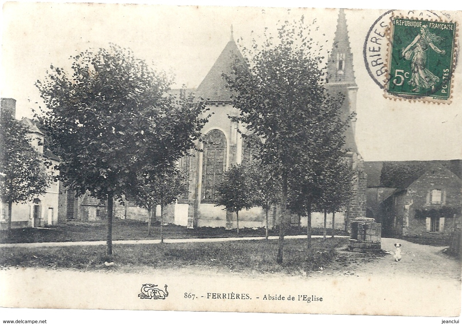 FERRIERES . ABSIDE DE L'EGLISE . AFFR LE 14-9-1909 SUR RECTO - Autres & Non Classés