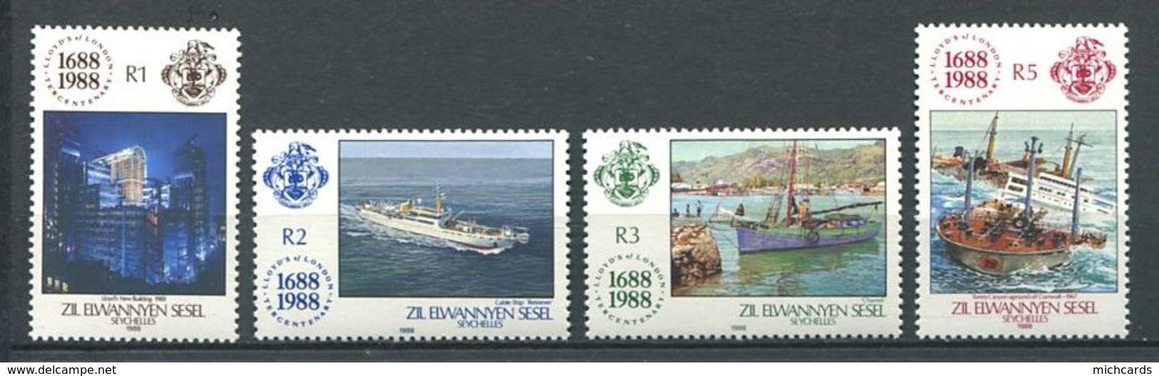 234 ZIL ELWANNYEN SESEL Seychelles 1988 - Yvert 170/73 - Bateau Lloyd - Neuf **(MNH) Sans Charniere - Seychelles (1976-...)