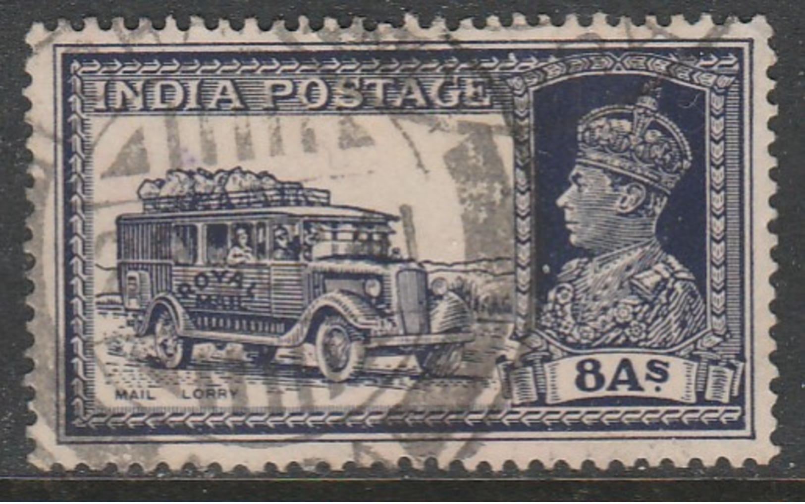 India 1937 King George VI, 1895-1952  8 As SW 159 O Used - 1936-47 Koning George VI