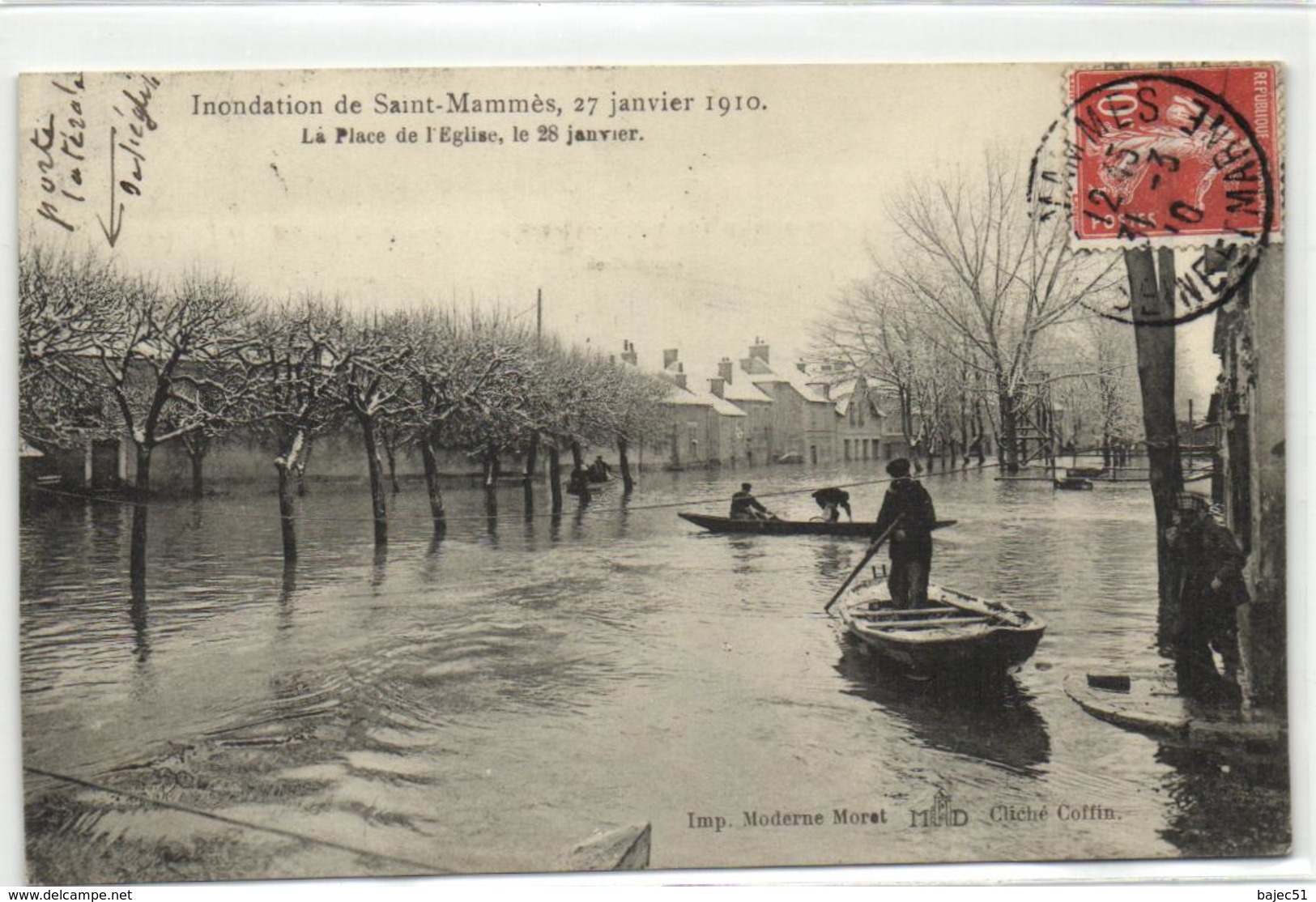 1 Cpa Saint Mammes "inondation 27 Janvier 1910" - Saint Mammes