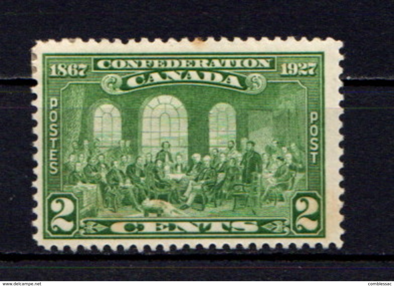 CANADA    1927    60th  Anniv  Of  Confederation    2c  Green  ( Very Slight Stain On One Perf )    MH - Ongebruikt