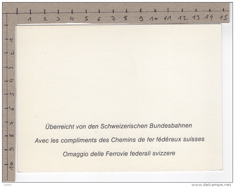 SBB CFF FFS ° Avec Les Compliments Des Chemins De Fer Fédéraux Suisses ° Überreicht Von Den Schweizerischen Bundesbahnen - Eisenbahnen