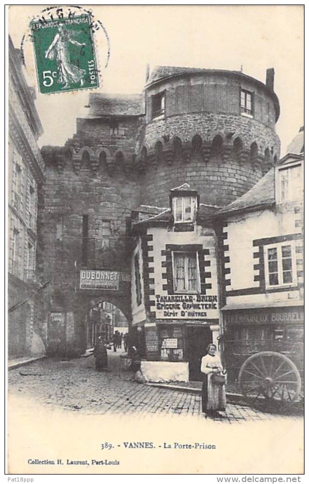 COMMERCE  - Magasin EPICERIE Graineterie à La Porte Prison De VANNES (56) - PUB Murale DUBONNET - CPA - Morbihan - Magasins