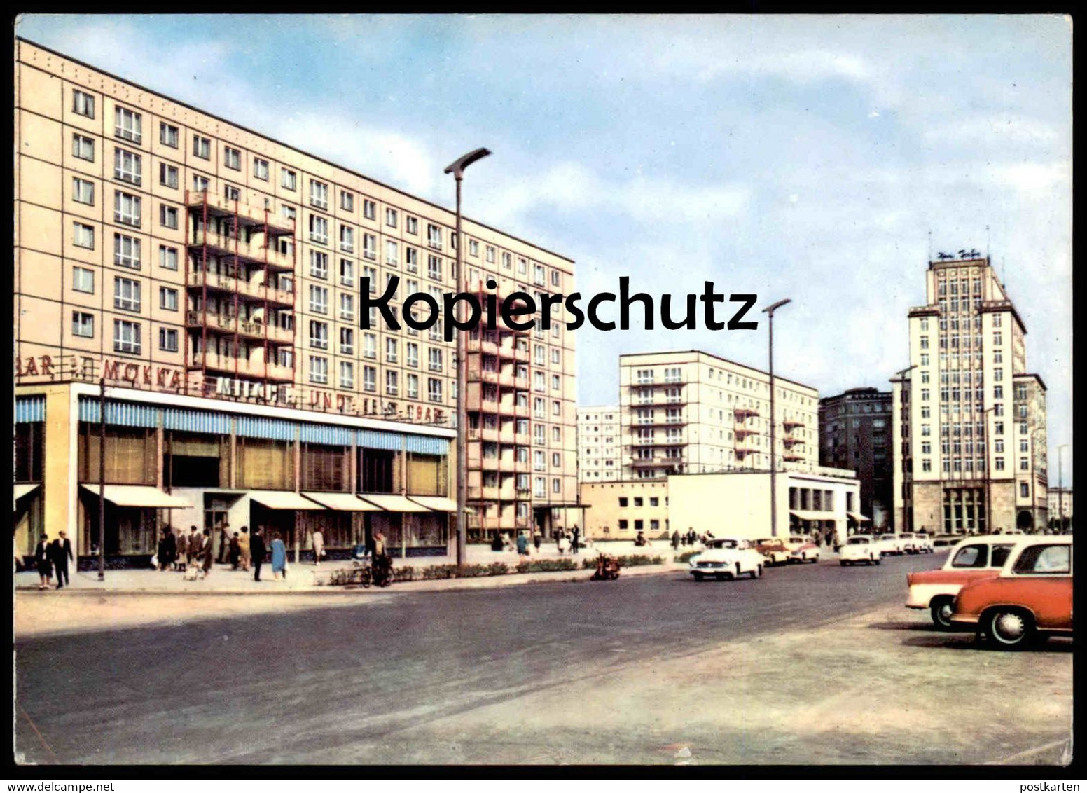 ÄLTERE POSTKARTE BERLIN HAUPTSTADT DER DDR KARL-MARX-ALLEE MOKKA MILCH BAR Auto Car Cpa AK Ansichtskarte Postcard - Friedrichshain