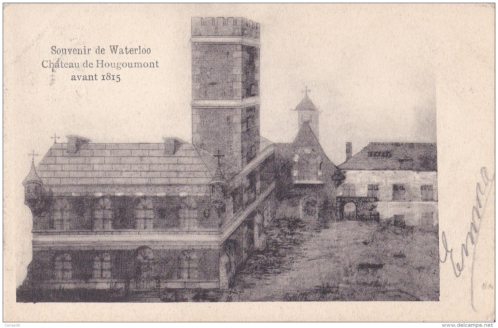 Souvenir De Waterloo Château De Hougoumont Avant 1815 Circulée En 1904 - Waterloo