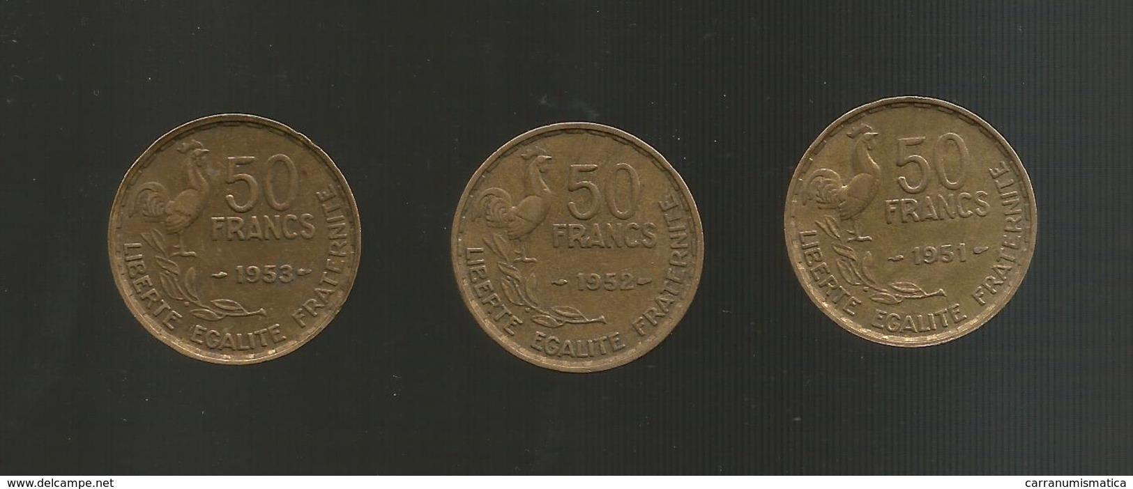 FRANCE - FRANCIA - 50 FRANCS 1951 - 1952 - 1953 / Lot Of 3 Different Coins - Altri & Non Classificati