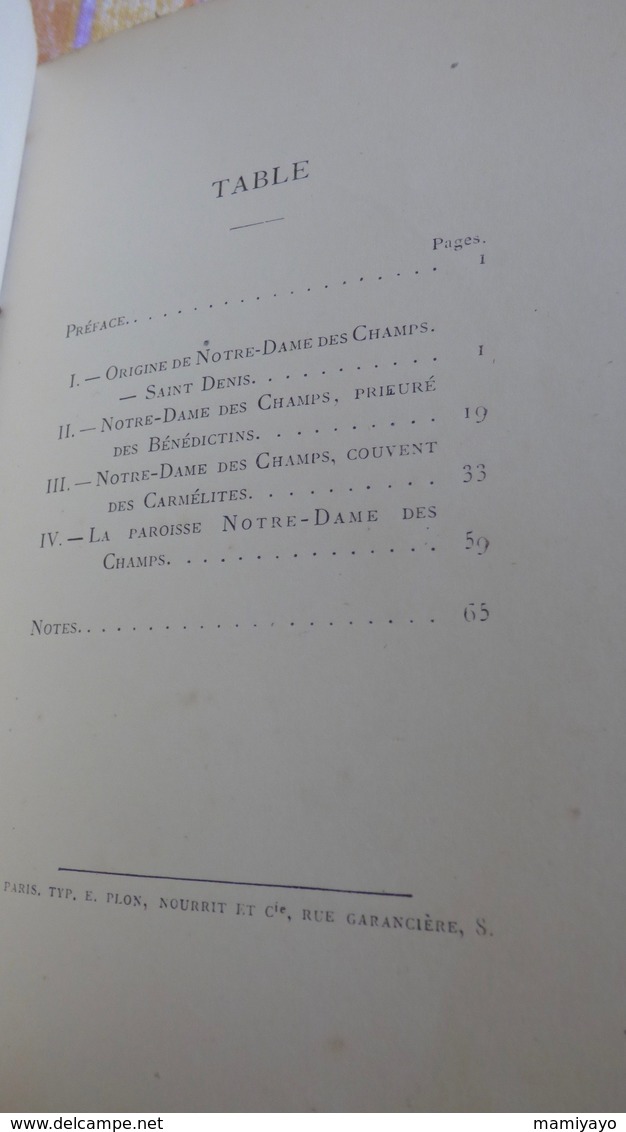 NOTICE HISTORIQUE sur NOTRE-DAME DES CHAMPS -Église de PARIS -1885- plan Lutèce & gravures.