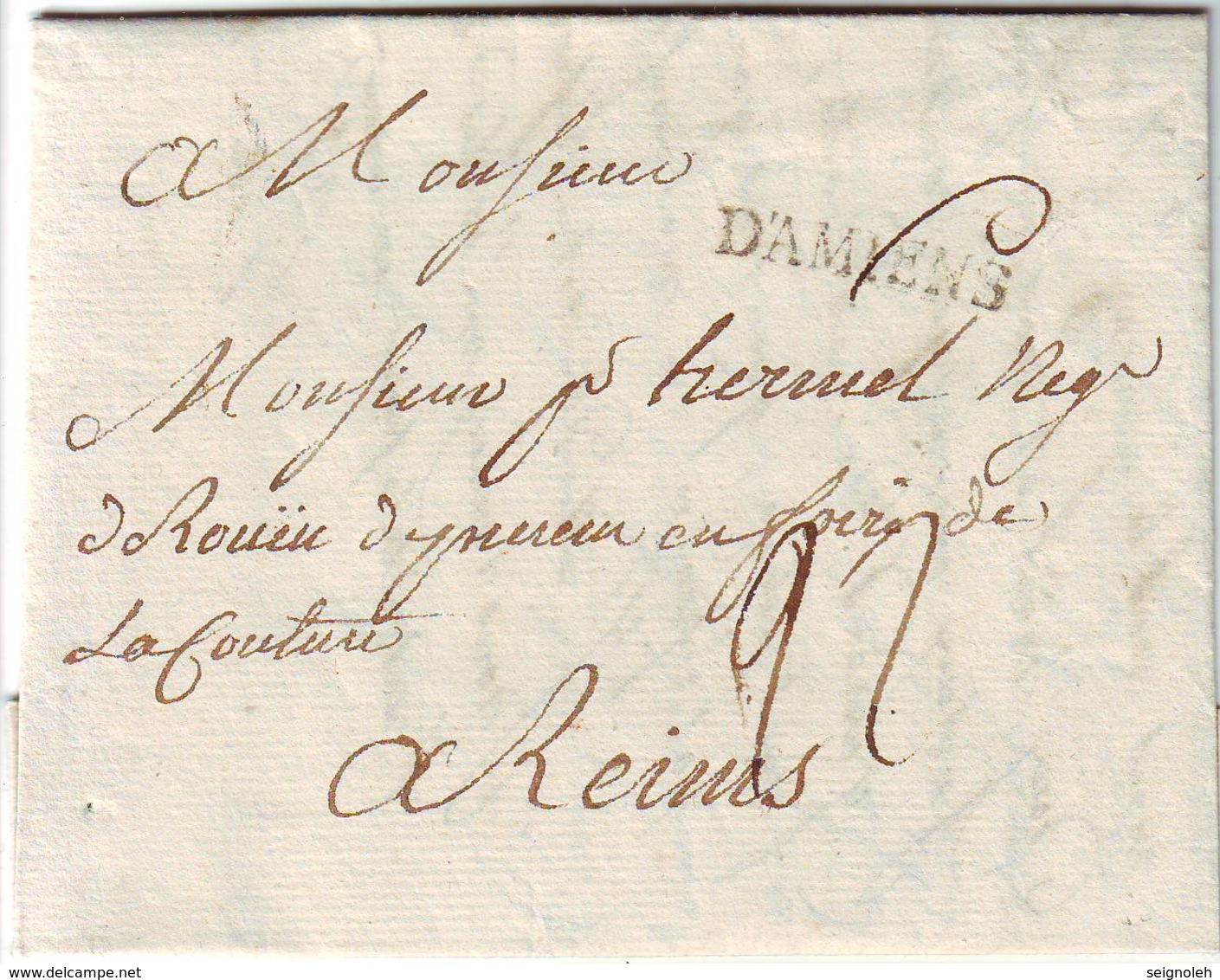 D' AMIENS Marque D' Ancien Regime Sur Lettre Avec Texte Date 22 Fevrier 1820 ( Reutilisee !!! ) Somme - 1701-1800: Précurseurs XVIII