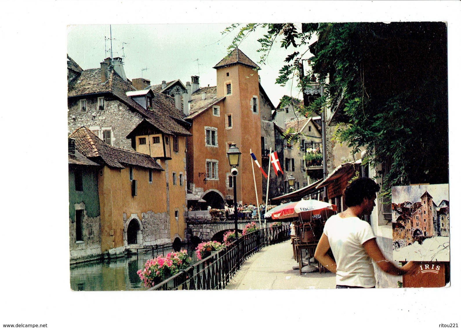 Cpm - 74 - Annecy - Les Bords Du Thiou - Artiste Peintre Tableau - Parasol FISCHER Bière Publicité - Annecy