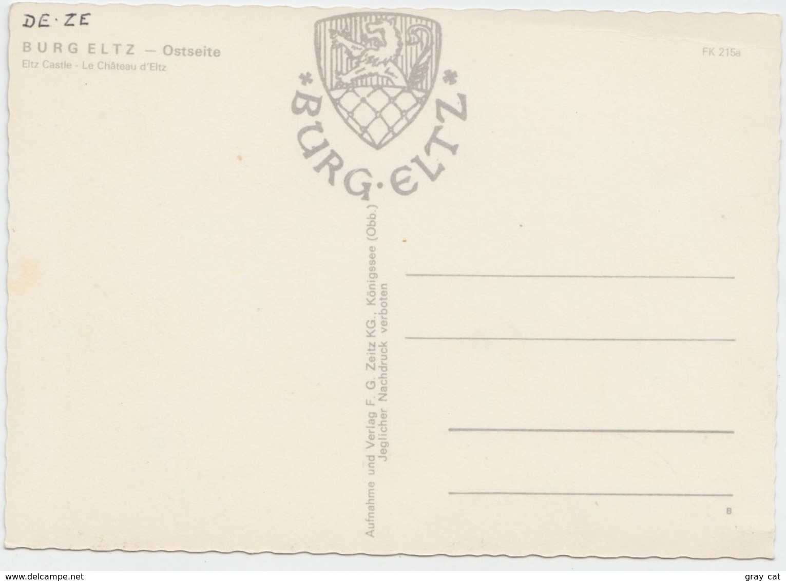 BURG ELTZ, Ostseite, Eltz Castle, Unused Postcard [21382] - Other & Unclassified