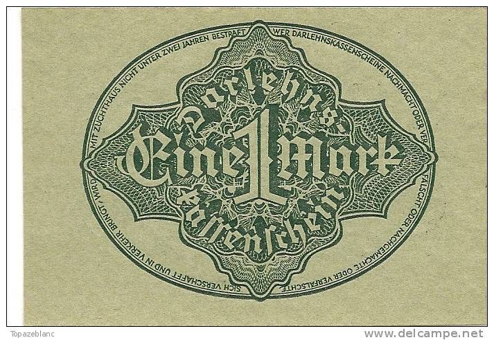 GERMANY - DARLEHENSKASSENSCHEIN -  1 MARK 1922 - NEUF / UNC / Ro.73 - 1 Mark