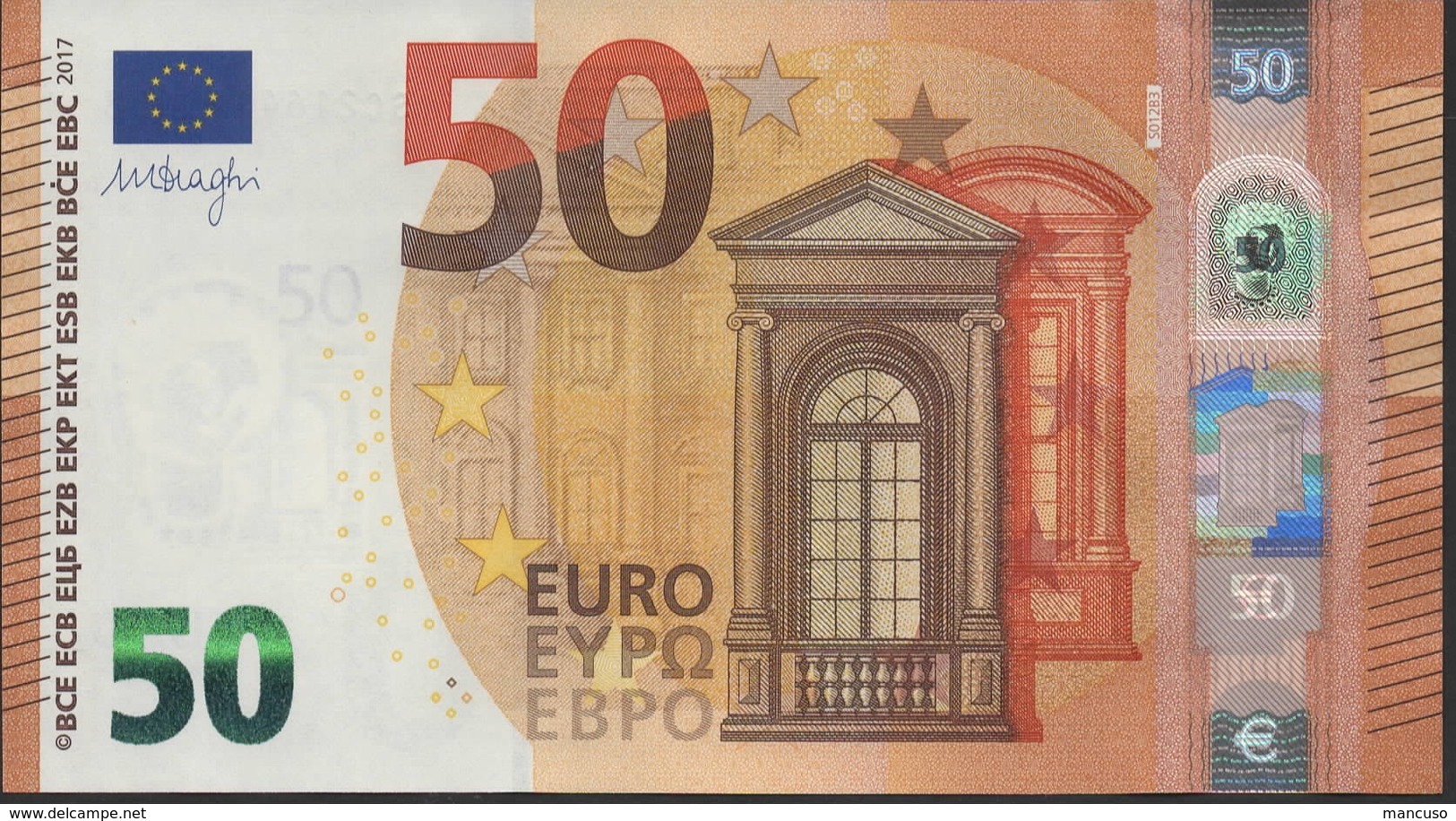 50 EURO ITALIA  SC  S012  Ch. "16"  - DRAGHI   UNC - 50 Euro