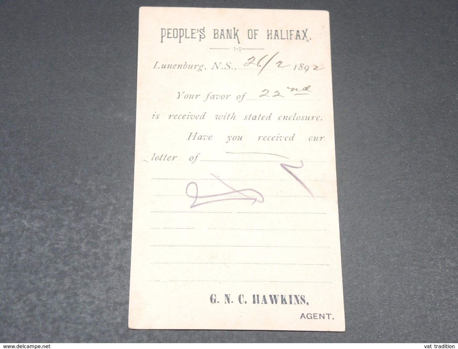 CANADA - Entier Postal Commerciale De Lunenburg Pour Toronto En 1892 - L 19812 - 1860-1899 Regno Di Victoria