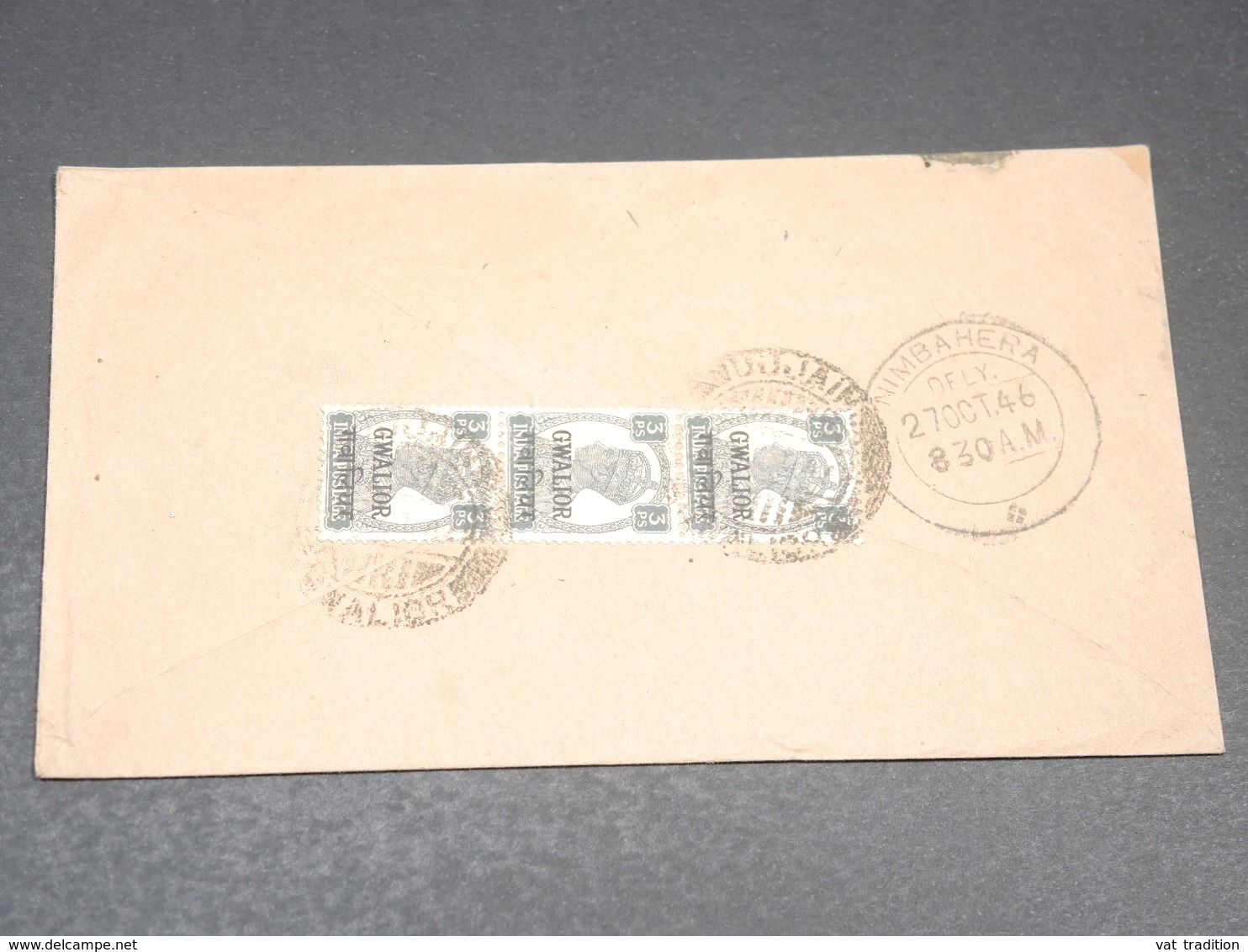 INDE - Enveloppe Commerciale De Ujjain Pour Nimbahera En 1946 , Affranchissement Au Verso - L 19819 - 1936-47 Koning George VI