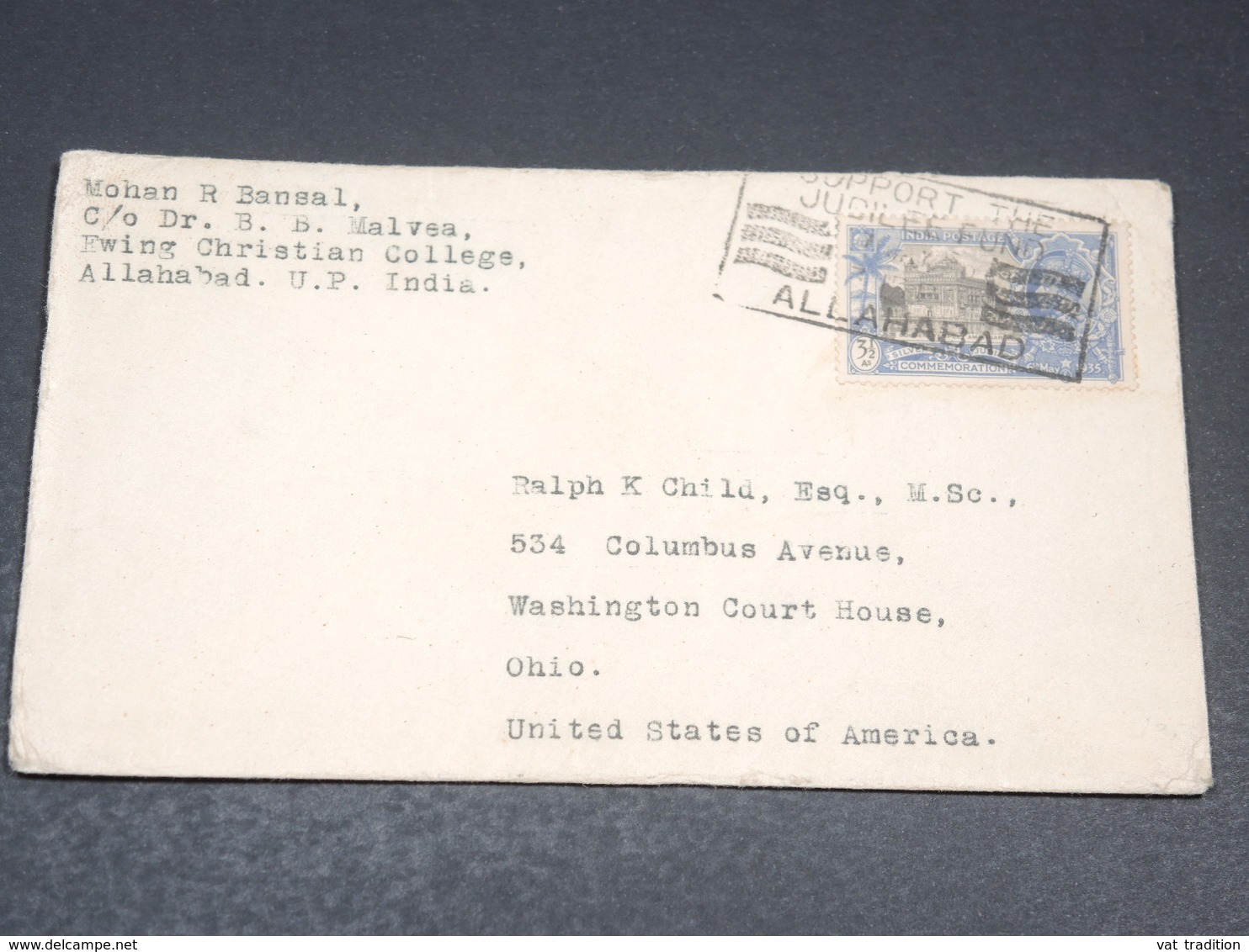 INDE - Enveloppe De Allahabad Pour Washington , Affranchissement Plaisant - L 19820 - 1911-35 Roi Georges V