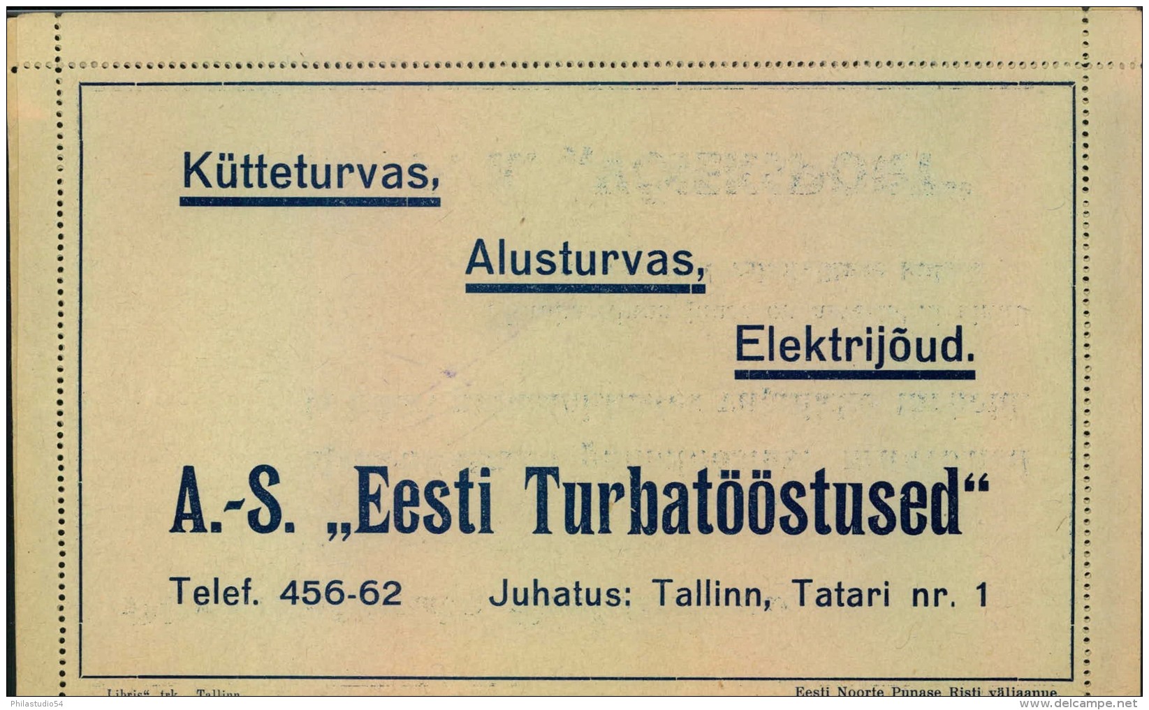 1937, Semi-official Stationery Card Letter With Advertisements. Bearing All Leaves For Writting And No Separated Perfora - Estonie