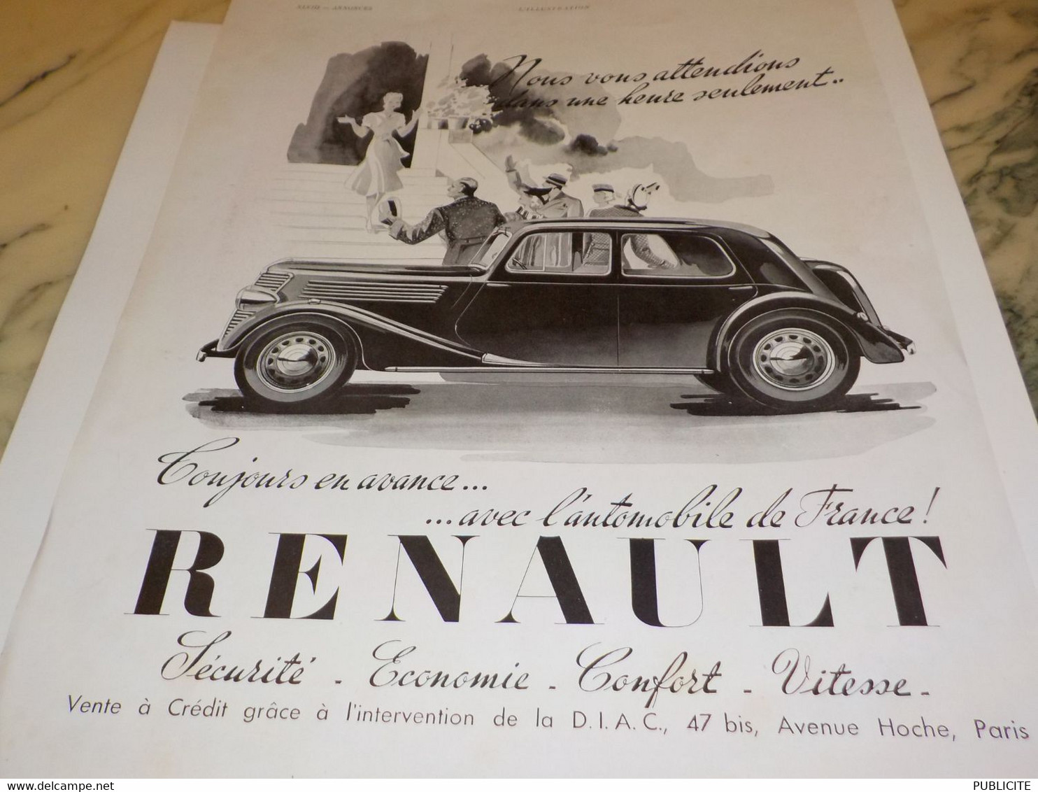 ANCIENNE PUBLICITE VOITURE   RENAULT TOUJOURS EN AVANCE 1939 - Voitures