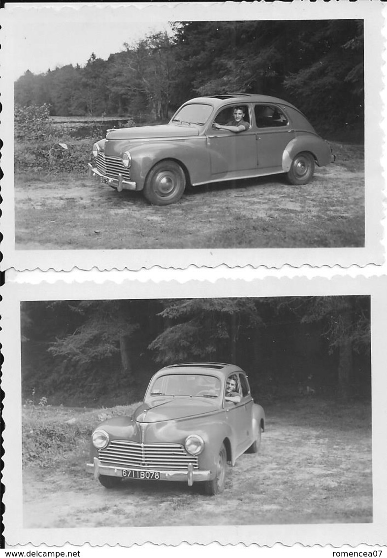 PEUGEOT 203 - Lot De 2 Photographies - Toit Ouvrant - Vers 1950 - Photographie - Automobile - A Voir ! - Cars
