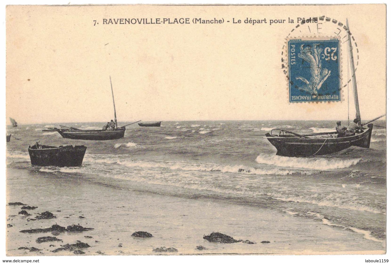 RAVENOVILLE PLAGE MANCHE - Le Départ Pour La Pêche - Voyagé Argenteuil - Autres & Non Classés