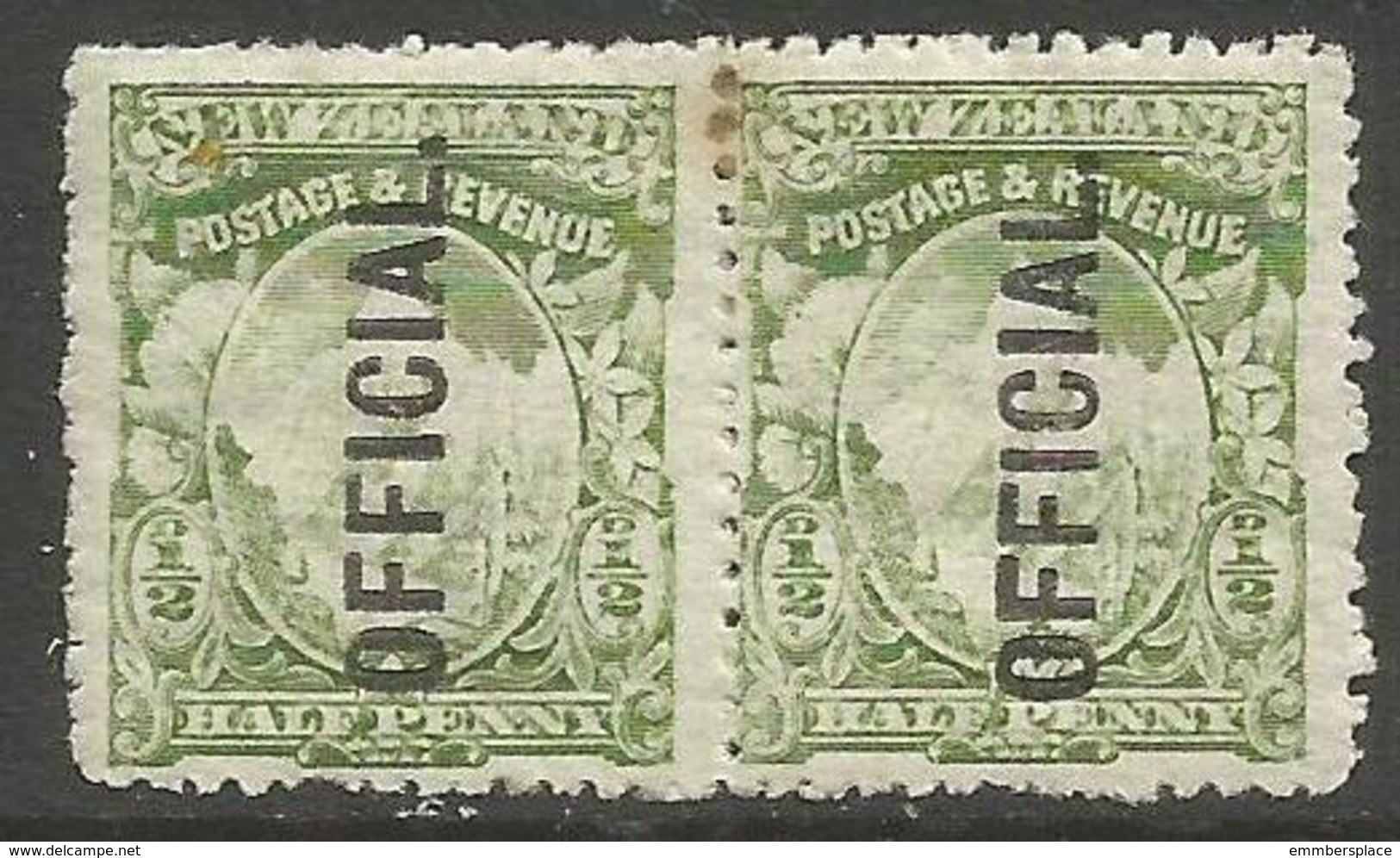 New Zealand - 1907 Mount Cook Official Pair MLH *   SG O59 - Officials