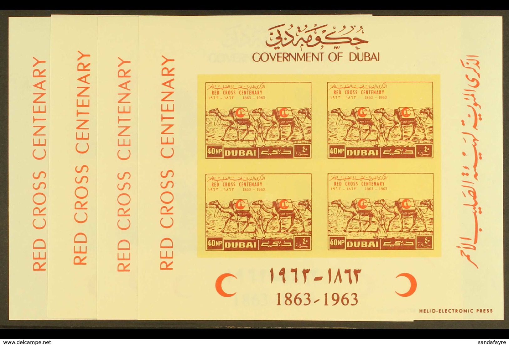 RED CROSS 1963 Dubai Red Cross Centenary Imperf Miniature Sheet Set, SG MS 33b, Never Hinged Mint (4 Sheets) For More Im - Ohne Zuordnung