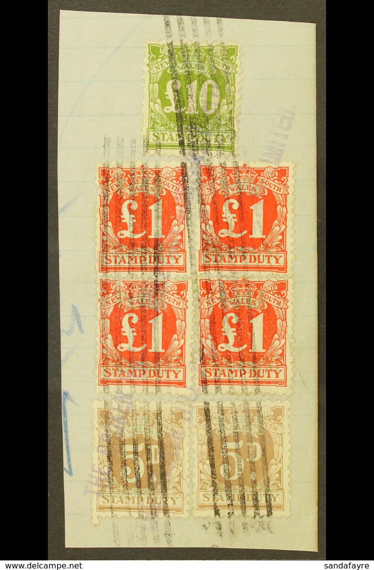 NEW SOUTH WALES REVENUE STAMPS - FAMILY ENDOWMENT 1932 (Stamp Duty Types Overprinted In Pale Green) Piece Bearing 5d Pur - Andere & Zonder Classificatie