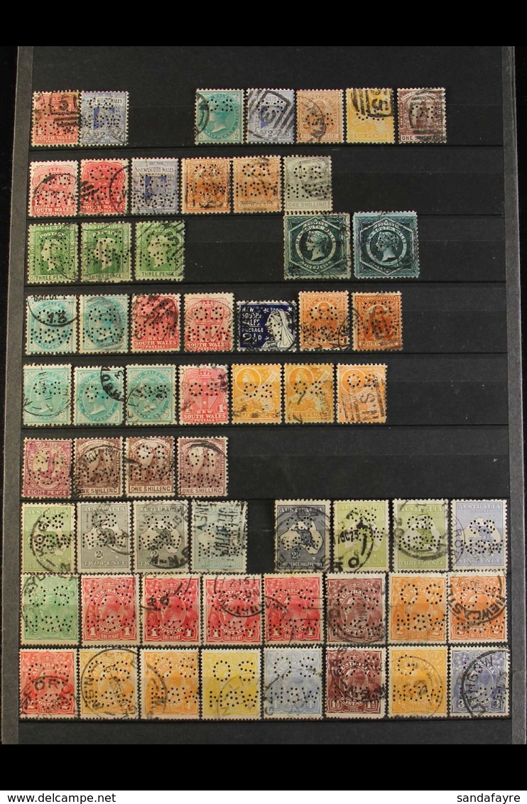 NEW SOUTH WALES OFFICIALS - "OS" PERFINS 1890's-1920's Interesting Used Collection Of Various New South Wales Stamps Wit - Other & Unclassified