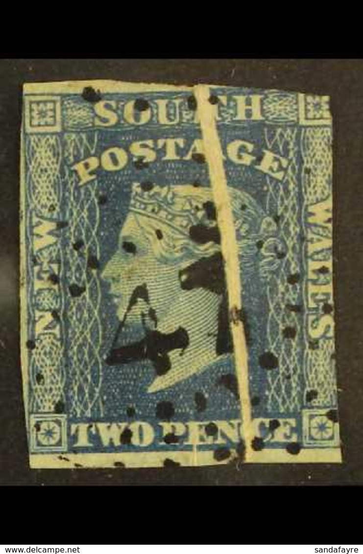 NEW SOUTH WALES 1856-60 2d Blue, SG 112, Used With "47" Numeral Cancels, Showing A Spectacular PRE-PRINT FOLD. For More  - Andere & Zonder Classificatie