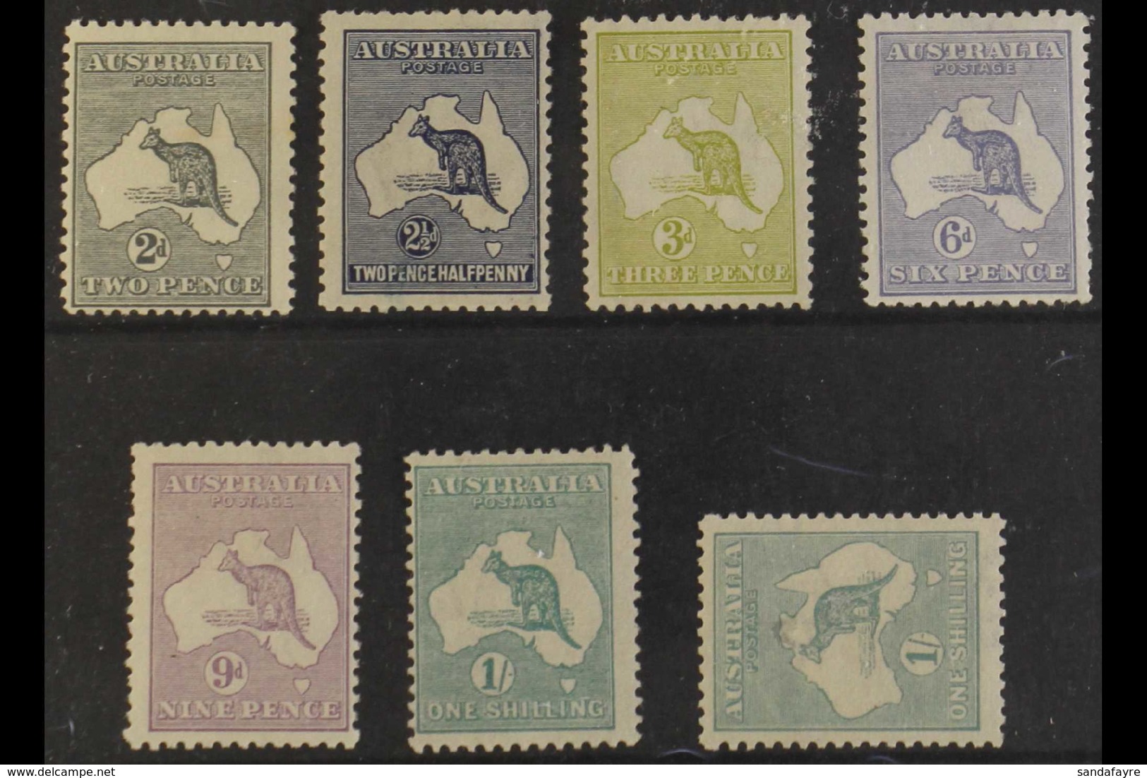 1915-27 Kangaroo Issue, Fine Mint Group With 2d, 2½d, 3d, 6d, 9d And 1s (2, One Sideways Watermark), Between SG 35/40. ( - Altri & Non Classificati