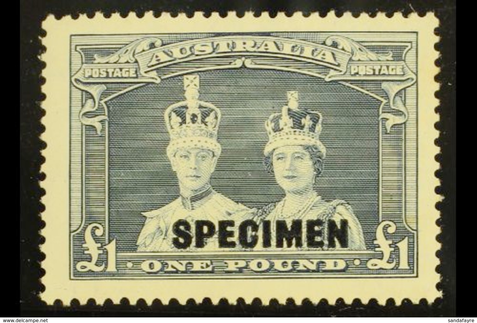 1938 £1 Bluish Slate "Robes" Overprinted "SPECIMEN", SG 178s, Never Hinged Mint. Very Scarce And Desirable. For More Ima - Other & Unclassified