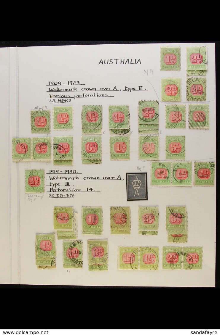 POSTAGE DUES 1909-58 EXTENSIVE USED COLLECTION Of The "D7/10" Type Postage Dues. Includes 1909-10 Set To 5s, 1913-23 Per - Altri & Non Classificati