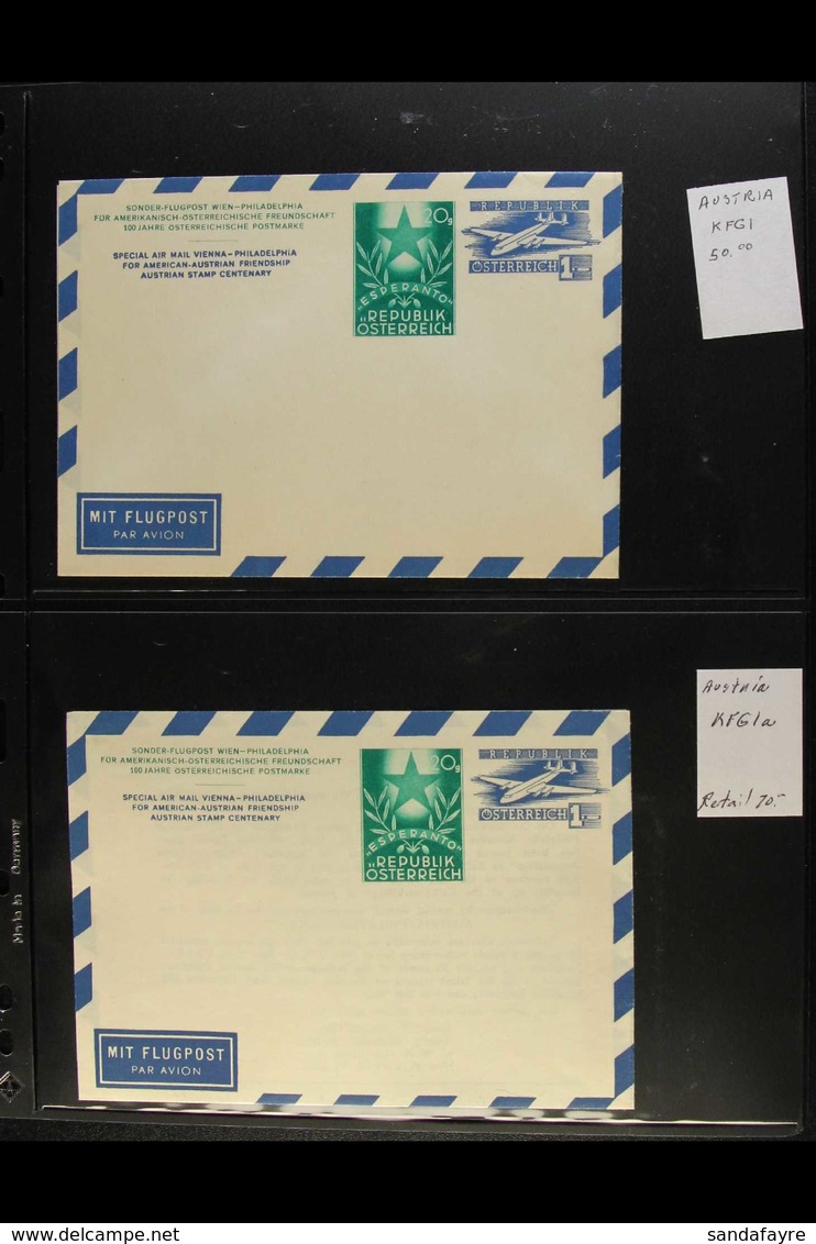 AEROGRAMMES PRINTED TO PRIVATE ORDER 1950-1951 All Different Unused Collection On Stock Pages, Inc Esperanto (x2), UPU ( - Altri & Non Classificati