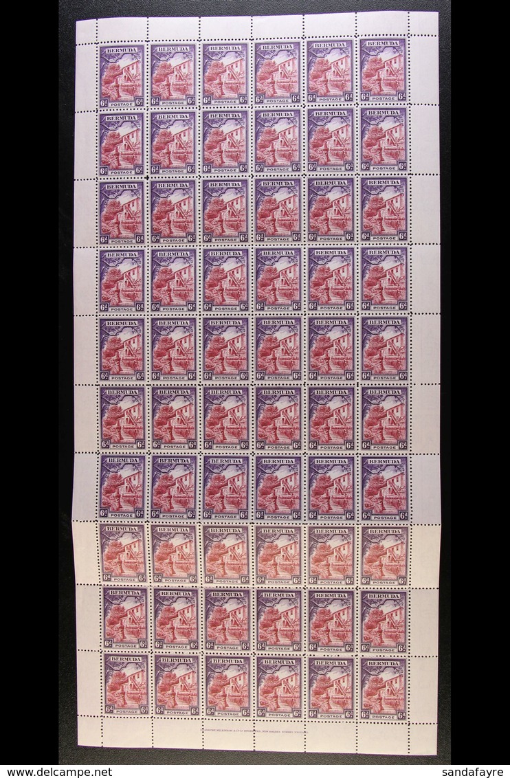 1936 6d COMPLETE SHEETS, SG 104 / 104a. An Attractive Pair Of COMPLETE SHEETS Of 60 With Selvedge To All Sides. Both Sta - Bermuda