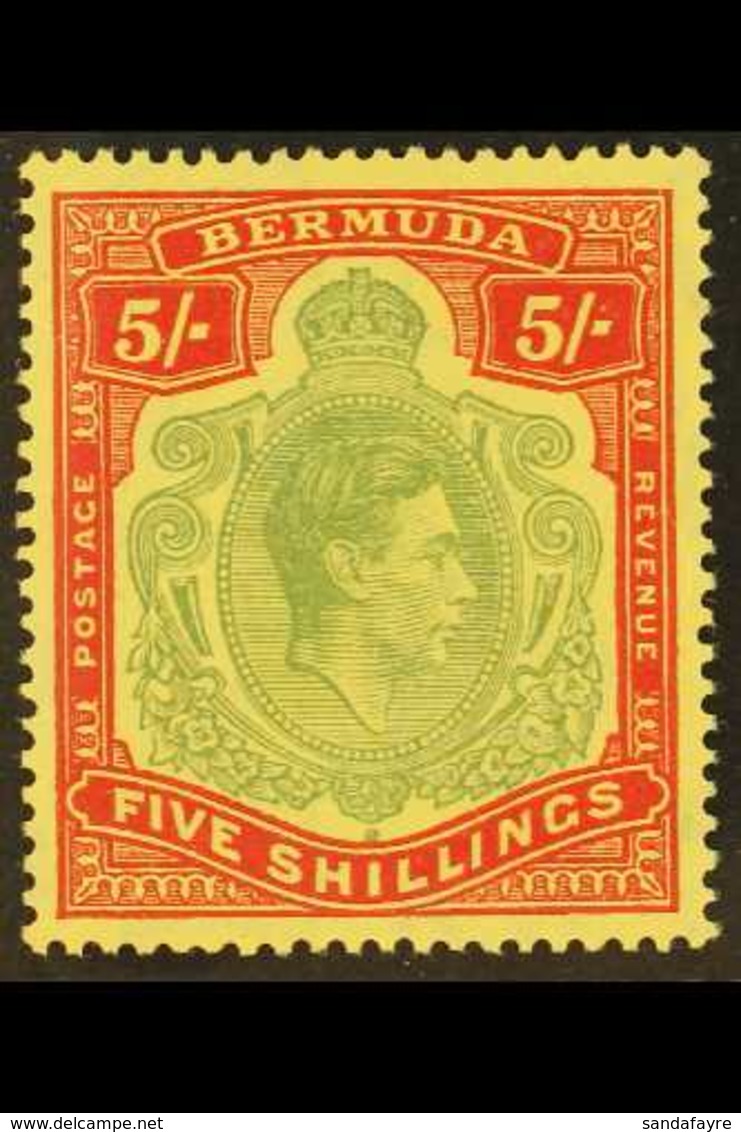 1938-53 5s Bronze- Green And Carmine- Red / Pale Yellow, SG 118c, Very Fine Mint. A Lovely Example Of This Distinctive S - Bermudes