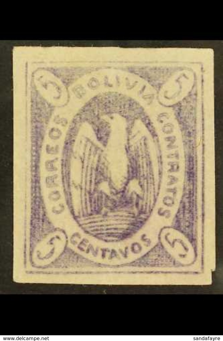 1867-68 5c Rose- Lilac, Scott 3a (SG 10), Very Fine Unused (plate Position 4) For More Images, Please Visit Http://www.s - Bolivië