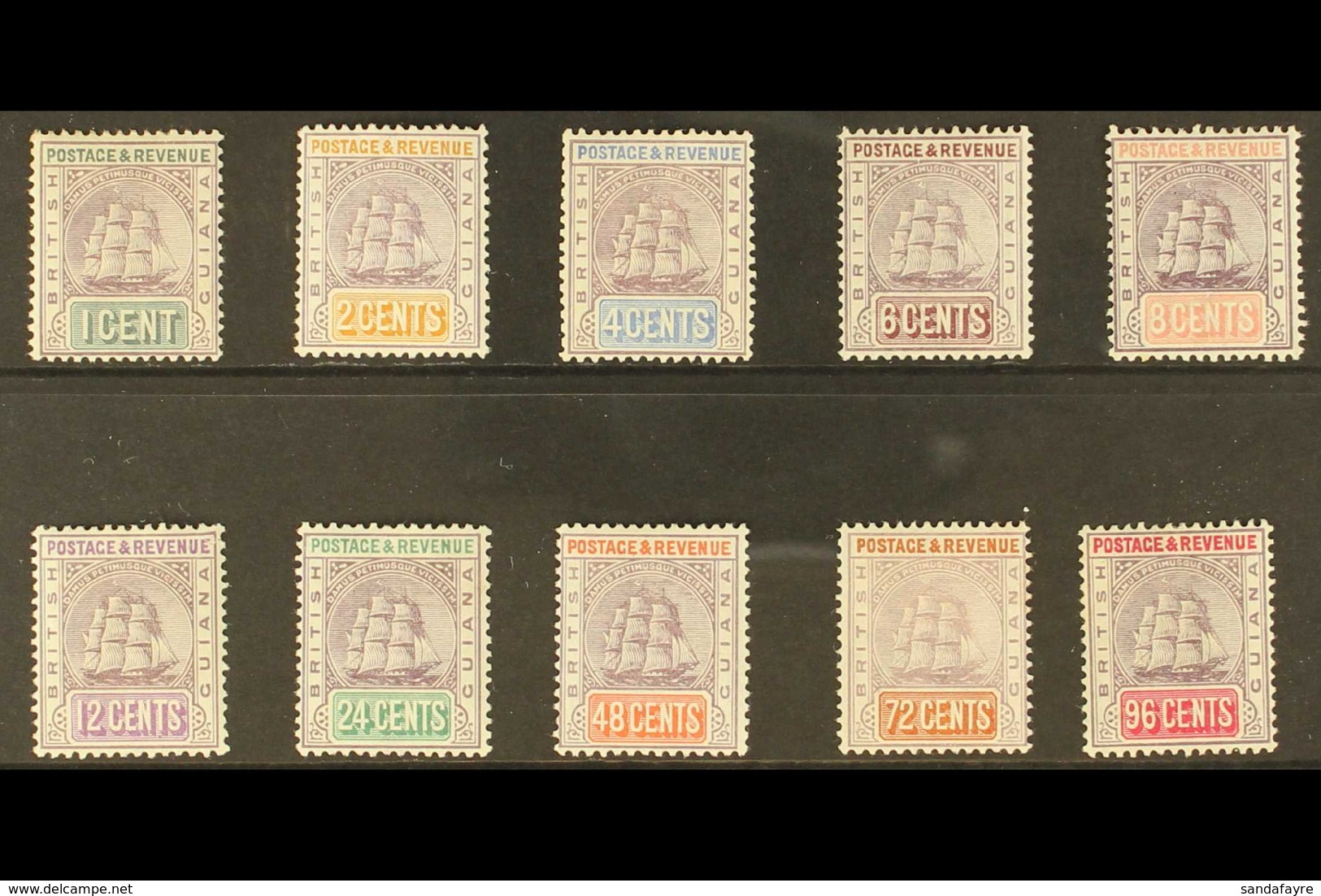 1889 Ship Definitive Set, CA Wmk, SG 193/205, Very Fine Mint (10 Stamps) For More Images, Please Visit Http://www.sandaf - British Guiana (...-1966)