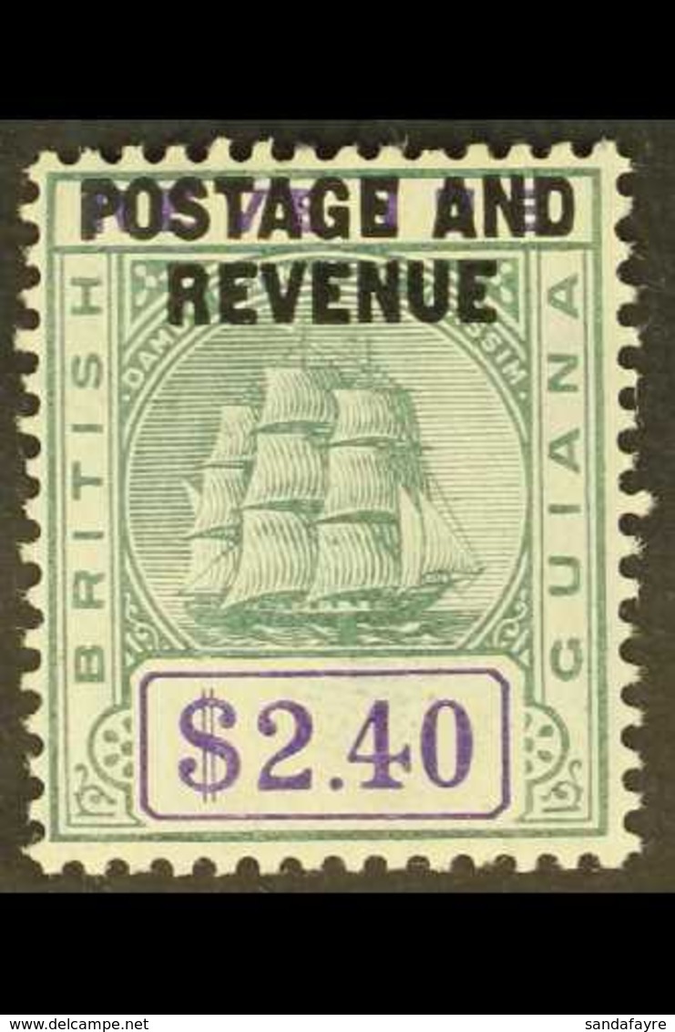 1905 $2.40 Green & Violet Opt'd "Postage & Revenue", SG 251, Fine Mint For More Images, Please Visit Http://www.sandafay - British Guiana (...-1966)