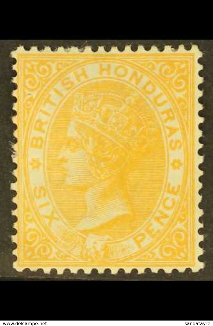 1882-87 6d Yellow, CA Wmk, SG 21, Fine Mint With Large Part OG & Expertizing Marks For More Images, Please Visit Http:// - Brits-Honduras (...-1970)