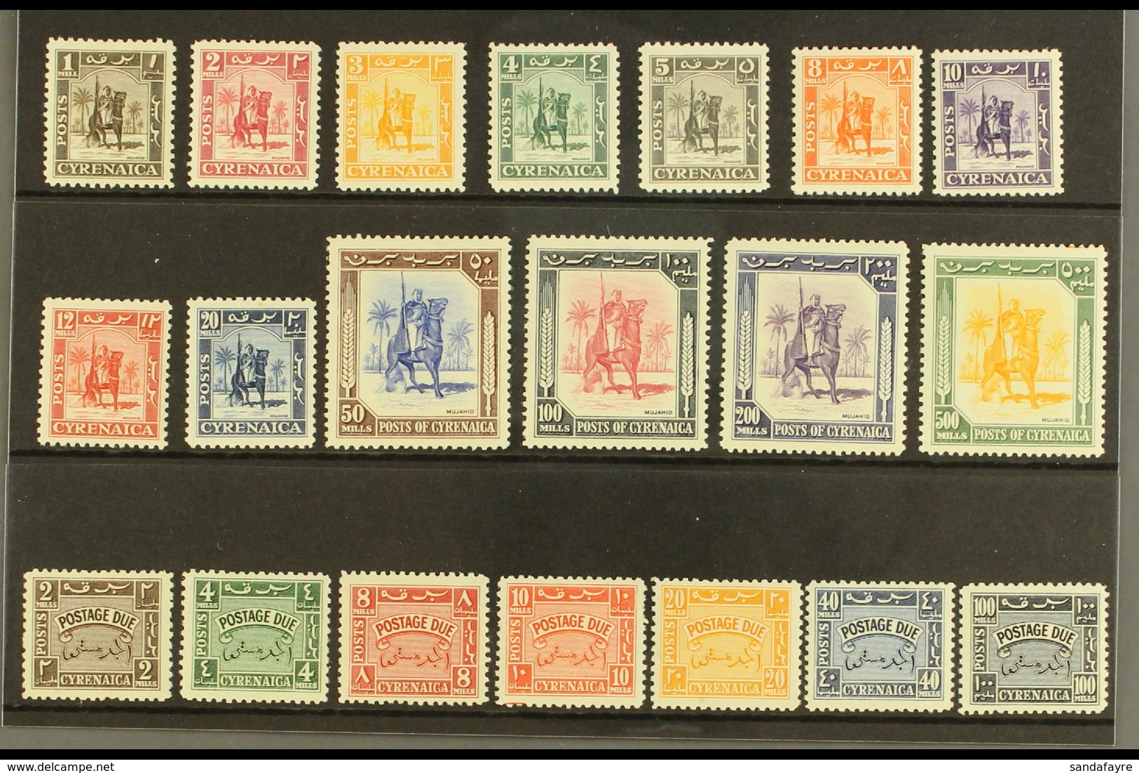 CYRENAICA 1950 Complete Issue Including Horseman Set And Postage Dues, SG 136/48, D149/155, Very Fine And Fresh Mint. (2 - Africa Orientale Italiana