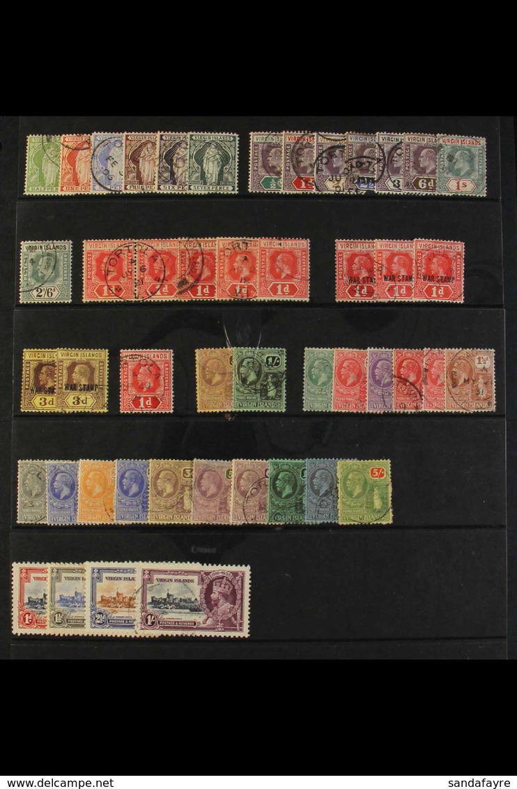 1899-1935 FINE USED COLLECTION 1899 Set To 7d, 1904 Set To 2s.6d, 1913-19 1d Shades (all Four), 1916-19 War Tax 1d Shade - British Virgin Islands