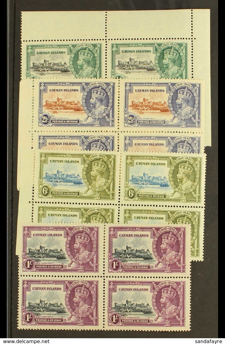 1935 Silver Jubilee Complete Set, SG 108/111, As Never Hinged Mint BLOCKS OF FOUR, The Gum Slightly Toned. (4 Blocks, 16 - Kaaiman Eilanden