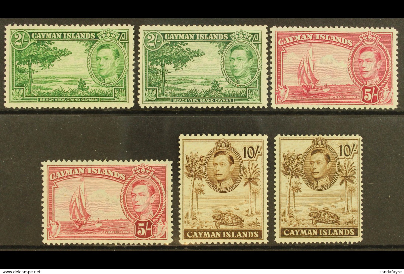 1938-48 Both 2s And 5s Shades, Both 10s Perfs, SG 124/126a, Fine Mint. (6) For More Images, Please Visit Http://www.sand - Cayman (Isole)