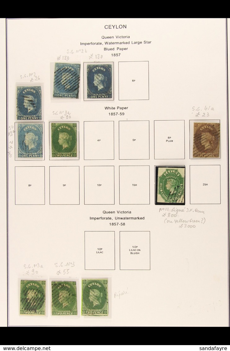 1857-1952 A Most Useful Collection On Pages, Incl. A Range Of 1857-59 Imperfs Incl. 6d On Blued Paper, 1s 9d (repaired), - Ceylon (...-1947)