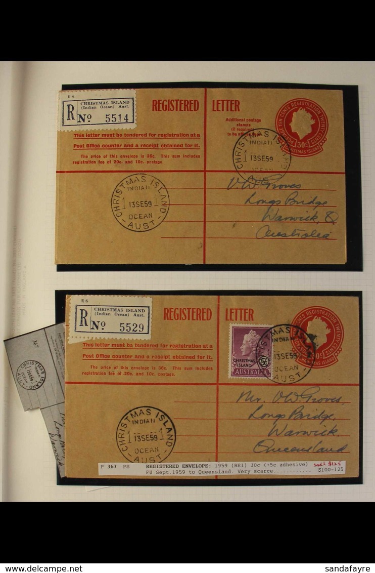 REGISTERED ENVELOPES COLLECTION 1959-74 Scarce Collection Of Used & Unused, Postal Stationery Registered Envelopes, Incl - Christmas Island