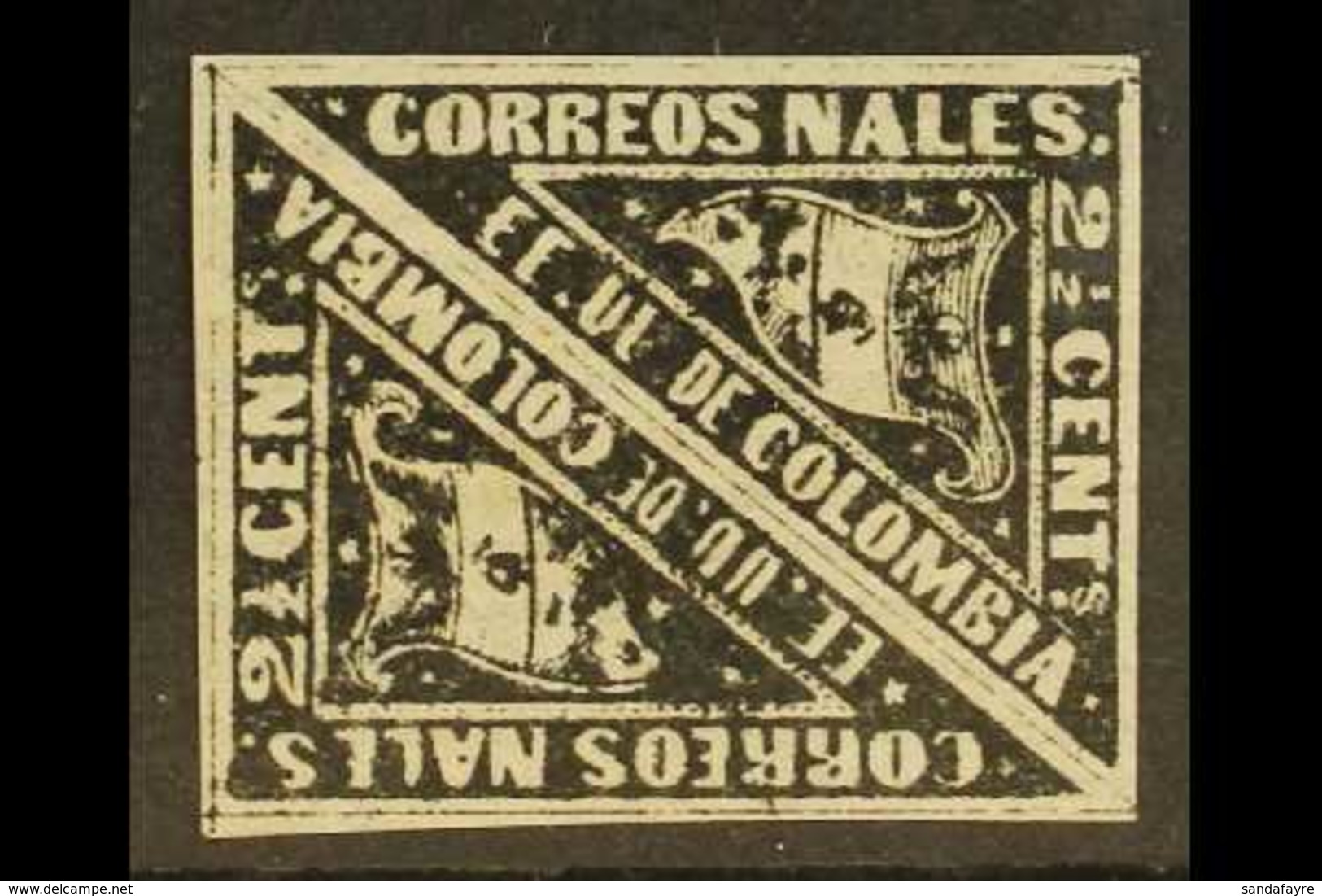 1869-70 2½c Black Carrier Stamp On Laid Paper, Scott 59a, An Attractive Fine Mint PAIR With Good Margins All Round. (2 S - Colombia