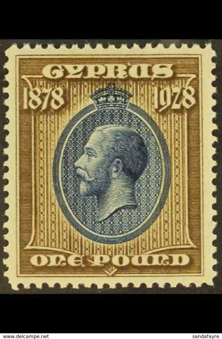 1928 £1 Blue & Bistre-brown 50th Anniv Of British Rule, SG 132, Superb Never Hinged Mint, Very Fresh. For More Images, P - Andere & Zonder Classificatie