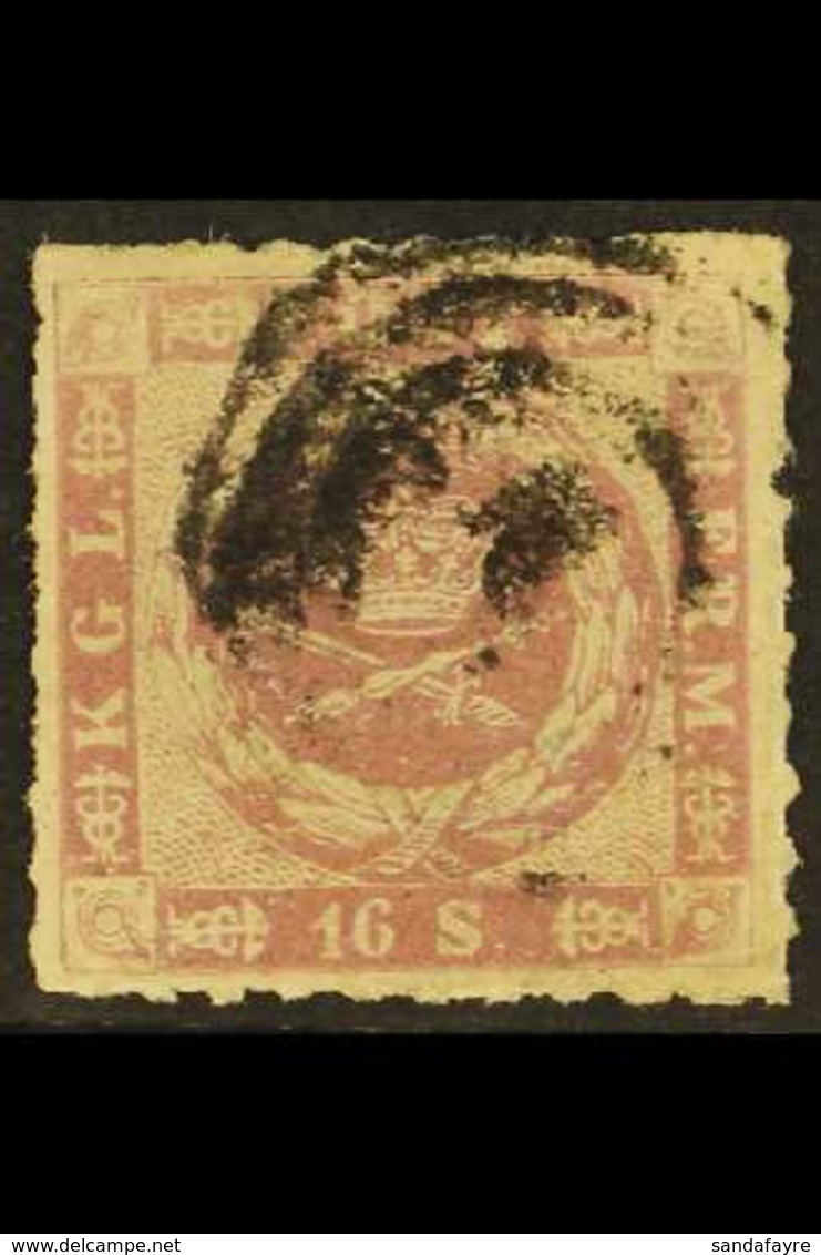 1863 16sk Rosy Mauve Rouletted 11 (Facit 10, SG 21, Michel 10), Used, Fresh Colour, Scarce, Cat £850. For More Images, P - Altri & Non Classificati