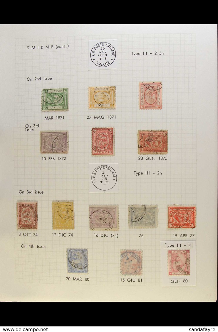 USED IN TURKEY (SMIRNE) A Beautiful Collection Of Egyptian Stamps From The 1866 2pi To The 1879 Issue Variously Postmark - Andere & Zonder Classificatie